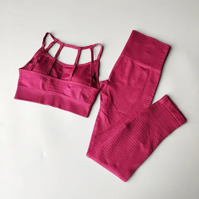 Бесшовный комплект для йоги женская одежда фитнеса спортивная женские леггинсы