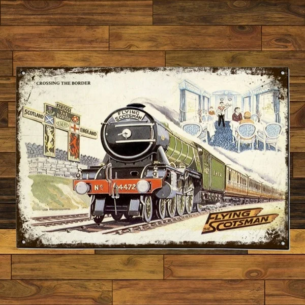 

Летающий скотский поезд, винтажный металлический знак, ретро оловянный плакат, художественный плакат, Декор стен для дома и гаража