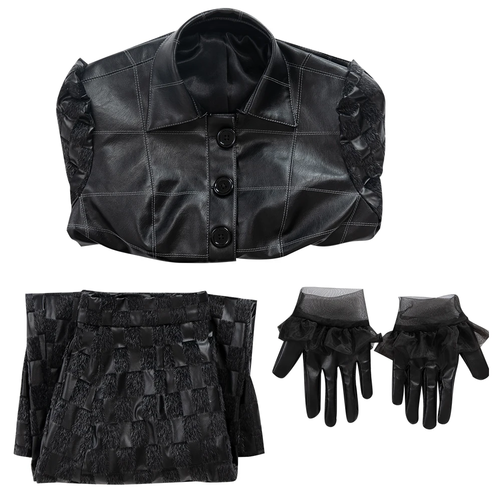 

Cruella Cosplay Costume Black Coat Outfits Halloween Adult Women Coat Skirt Outfits White Black Wig Full Set Demon Costumes