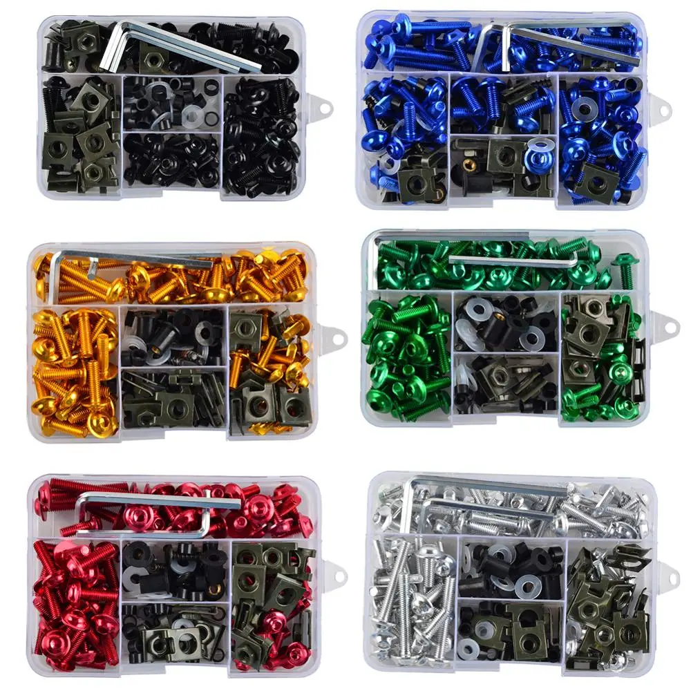 

NEW 177Pcs Motorcycle Bodywork Screws Fairing Bolt Kit for Motorcycle 6 colors