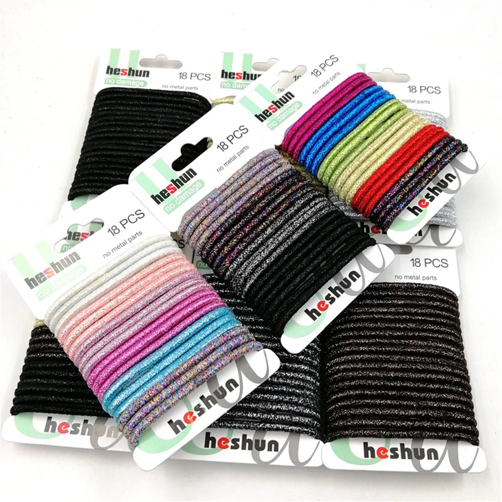 Разноцветные волосы ширина 4 мм 18 шт./компл. эластичные блестящие резинки для