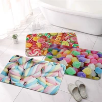 colorful candy printed flannel floor mat bathroom decor carpet non slip for living room kitchen welcome doormat