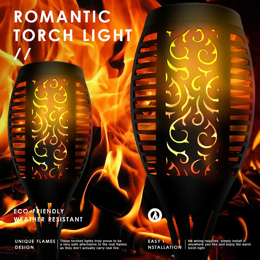 

1-8 pcs Solar Lawn Dancing flame Torch Lights solar powered lamp flicker ground moutned camp lantern outdoor street Flame bulb