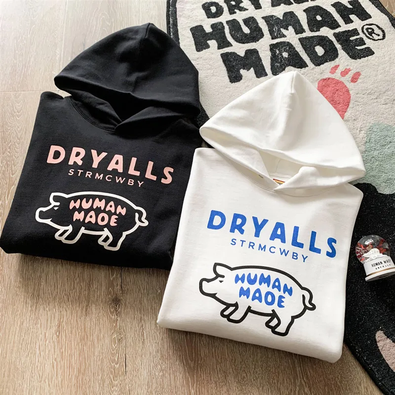 

Pig Dryalls Human Made Fashion Hoodie Men 1:1 Best Quality Heavy Fabric Unisex Classic Cartoon Logo Human Made Women Sweatshirts
