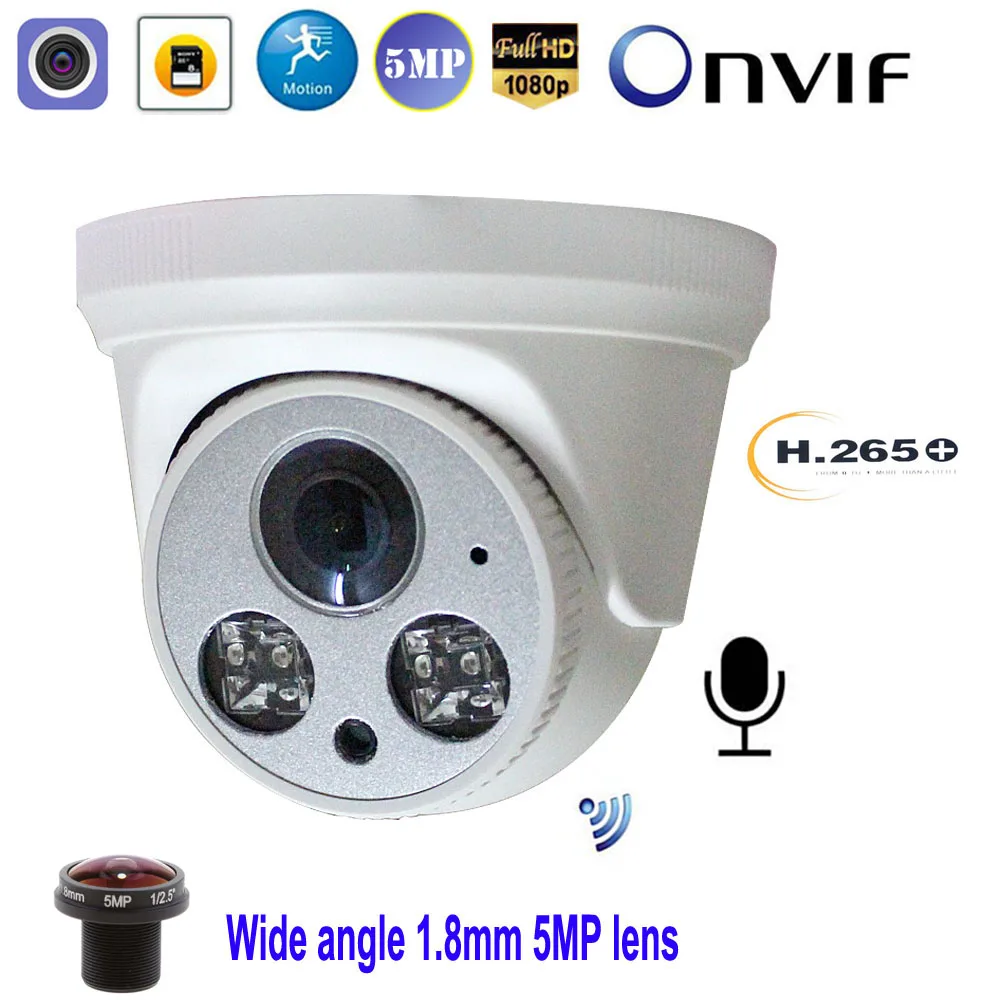 IP камера купольная Full HD 5 МП 1080P Wi Fi 1 8 мм слот для SD/TF карты|Камеры видеонаблюдения|
