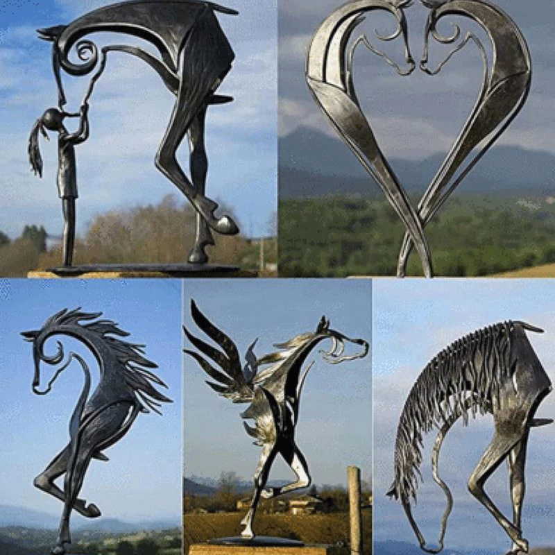 

Скульптура Kiss Horse, металлическая статуя, античное художественное оформление, украшение для дома и гостиной, уличные садовые украшения, прос...