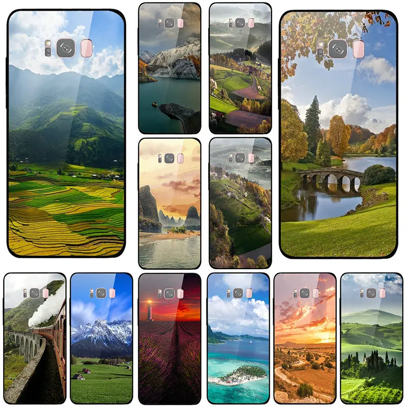 Чехлы для телефонов из закаленного стекла защитный чехол Samsung Galaxy A6 A8 A8S A9S S8 S9 S10 Plus