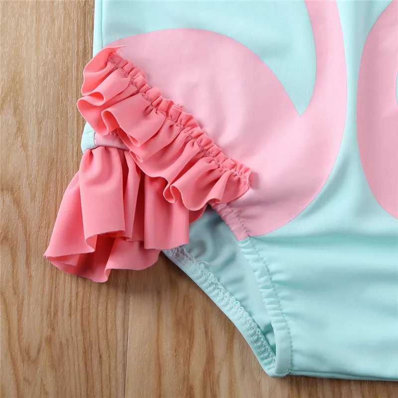 Женский слитный купальник с принтом фламинго летний для девочек|Детские