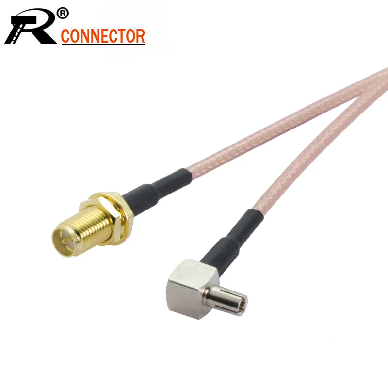 100 шт./лот TS9 правый угол штекер к RP SMA Гнездовой разъем RF коаксиальный кабель RG316