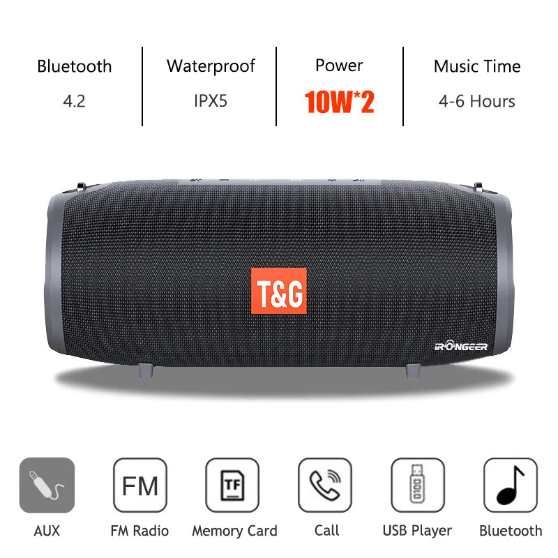 Беспроводная Bluetooth Колонка Портативная колонка наружная Водонепроницаемая колонка с fm-радио сабвуфером Бумбокс usb pc звуковая панель для телефона