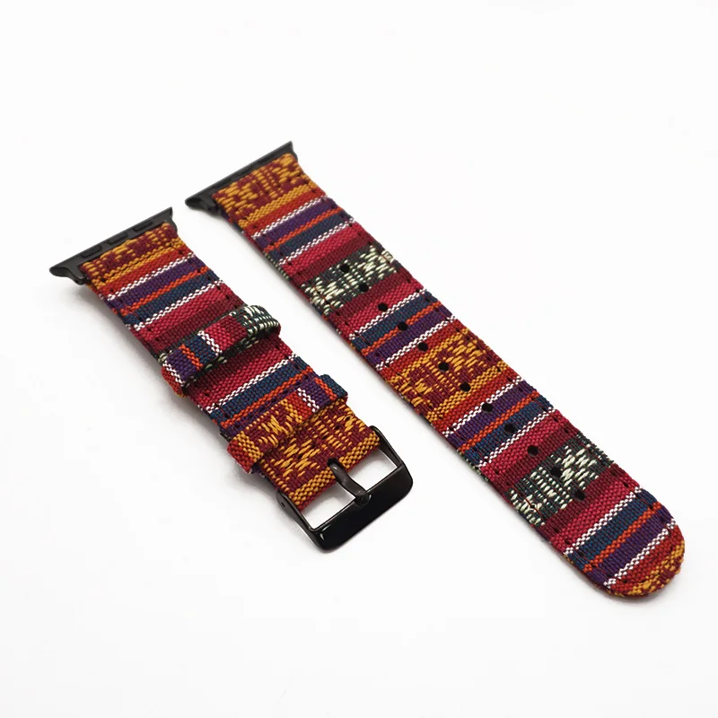 Black Buckle 7 Национальный тканевый ремешок для Apple Watch 38 мм 44 мм iWatch 4 ремешок 40 мм 42 мм спортивный ремешок Apple Watch 5 4 3 2 аксессуары - Цвет ремешка: Black Buckle 7