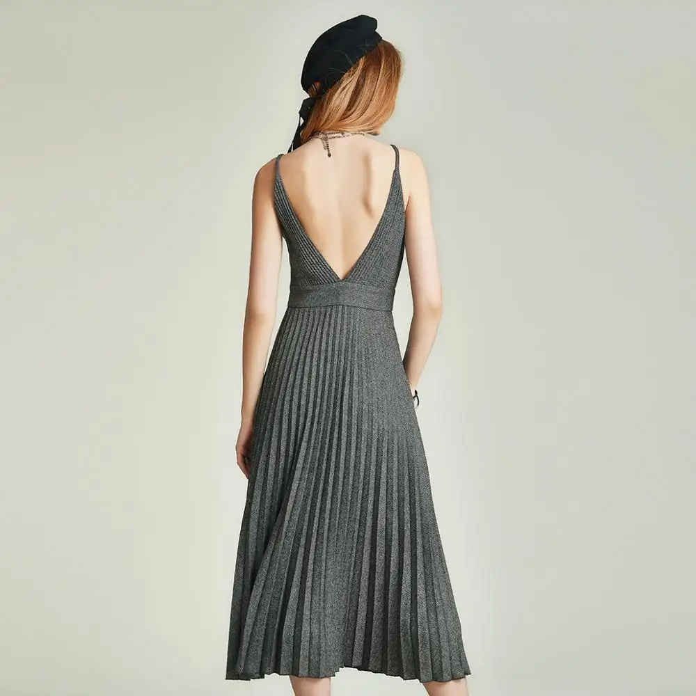 Хавва осень и зима Новая мода женщин v образным вырезом Спагетти ремень спинки