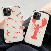 animal lobster crab phone case lambskin leatherfor iphone 12 11 8 7 6 xr x xs plus mini plus pro max shockproof