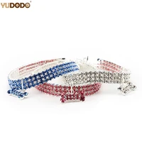 elastic strap rhinestone necklace collar pet accessories diamante shining baby cat neck puppy dogs safety small with adjustable