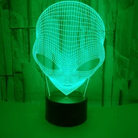alien head 3d hologram illusion unique lamp acrylic night light with touch switch luminaria lava lamp 7colors changing deco gift