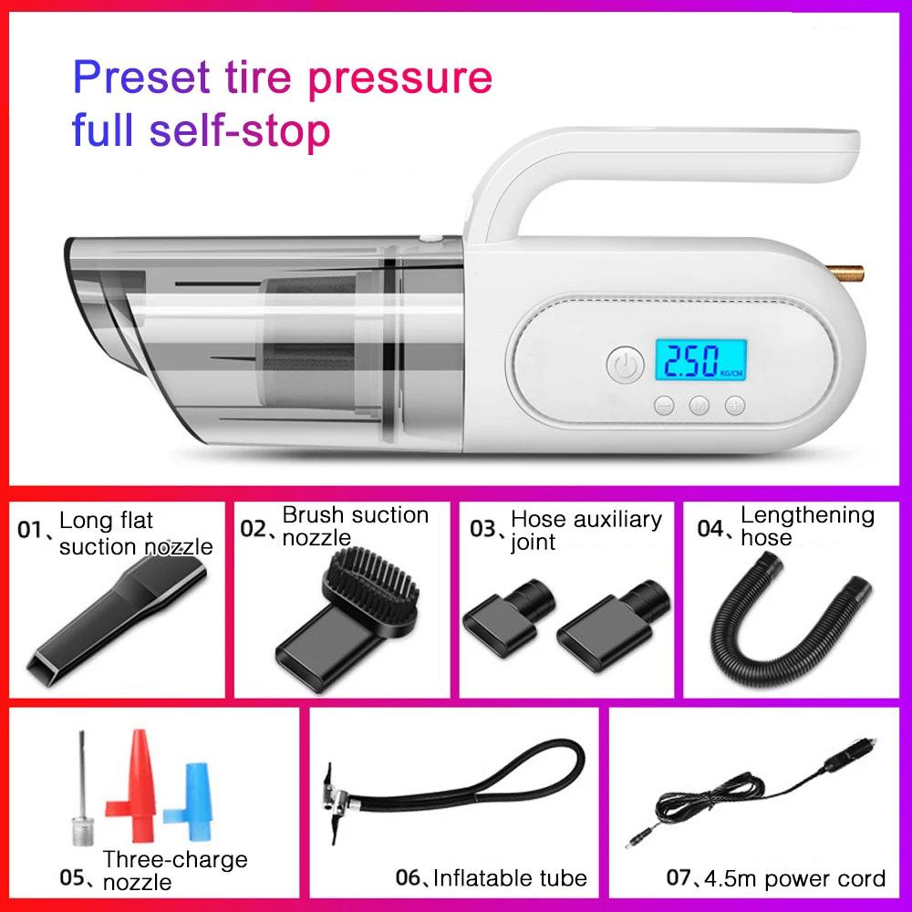 

Electric air pump tyre inflators Hand-Held Car Vacuum Cleaner Car Vacuum Cleaner Air Pump Automatic Portable 25000Pa