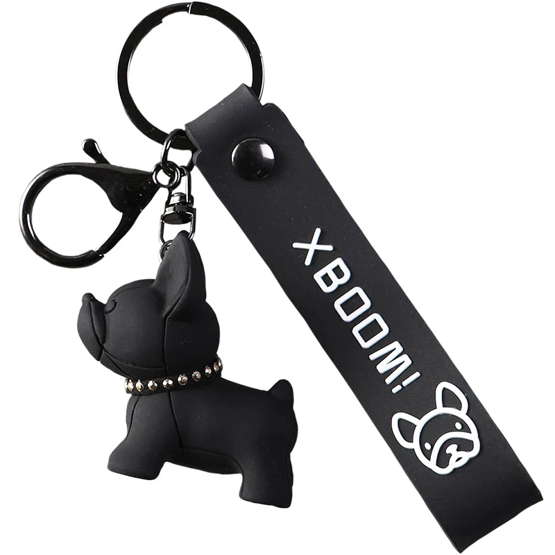 

Lovely Dog Keychain For Women Men PU Leather French Bulldog Animal Keychains Bag Pendant Fashion Jewelry Car Key Ring Key Chain