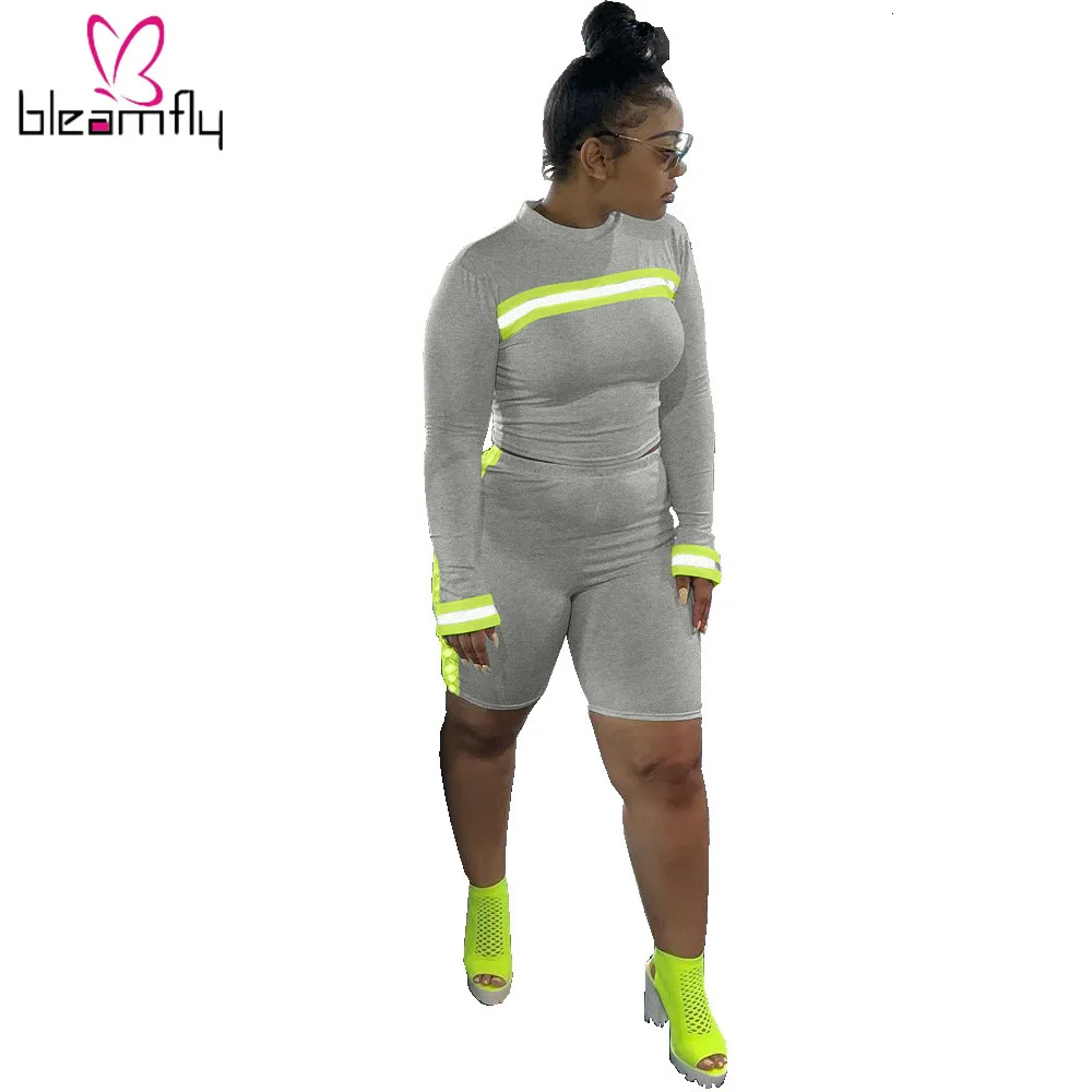 2019 женский осенний костюм в полоску с длинным рукавом топ брюки длиной до колен