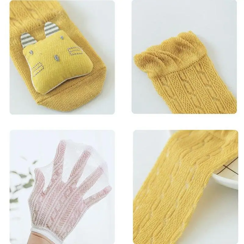 

Summer Boneless Baby Socks Lovely Cartoon Newborn Kids Socks Cotton Mesh Breathable Baby Over The Knee Anti-mosquito Socks 0-3T