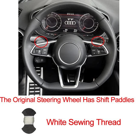 Shift paddle white Ручное шитье автомобиль рулевое колесо крышка Volant замша для Audi R8 TT TTS- TT RS - Название цвета: Shift paddle white