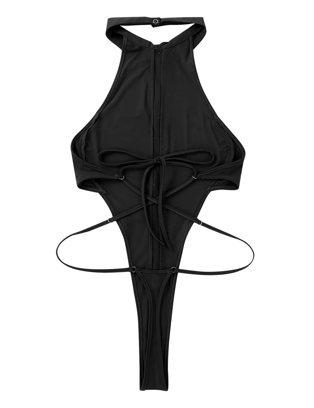 

Womens Erotic Lingerie Hot Thong Bodysuit One-piece Swimsuits Halter Neck Backless High Cut Legs Monokini Swimwear