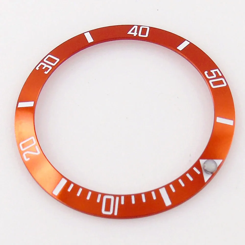 New 38MM Orange/Pink Alloy aluminum Bezel Luminous Dot Watch Bezel Insert For 40MM Automatic Movement Watch