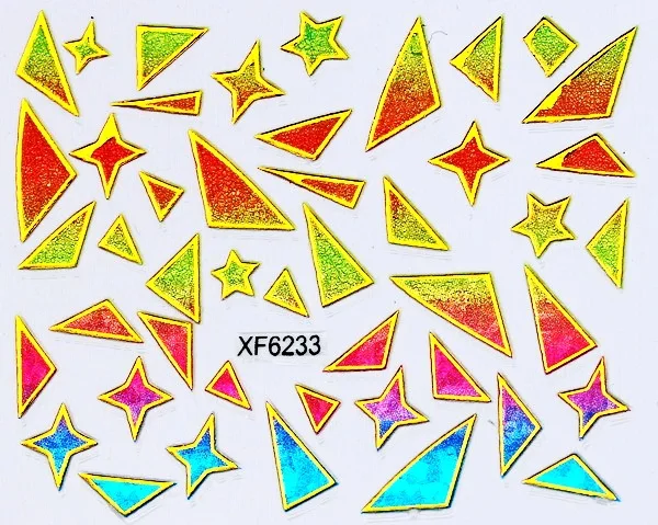 New 1 Sheet 3D Water Decals Nail Art StickersColored Polygon Mix Flower Shape for Nails Sticker Decorations Manicure | Красота и