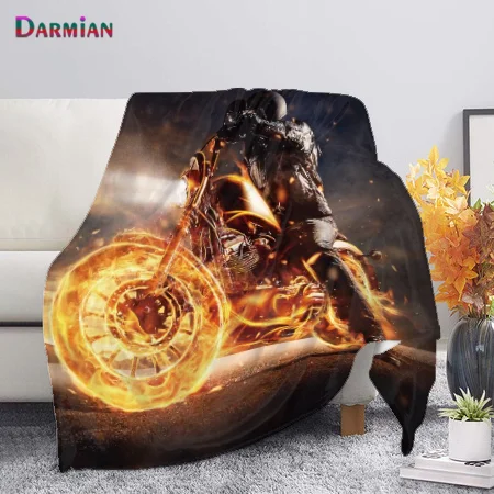 

Мотоциклетное Флисовое одеяло DARMIAN Flame, домашний текстиль, одиночное осеннее одеяло для спальни, дивана, для взрослых и детей, теплое тонкое ...