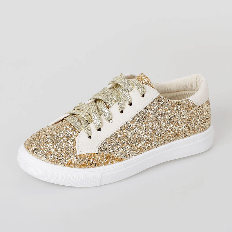 

Women Sneakers Flats Shoes Woman Glitter Bling Ladies Lace Up Female Beathable Fashion Vulcanized Casual Shoes Shoes New Summer