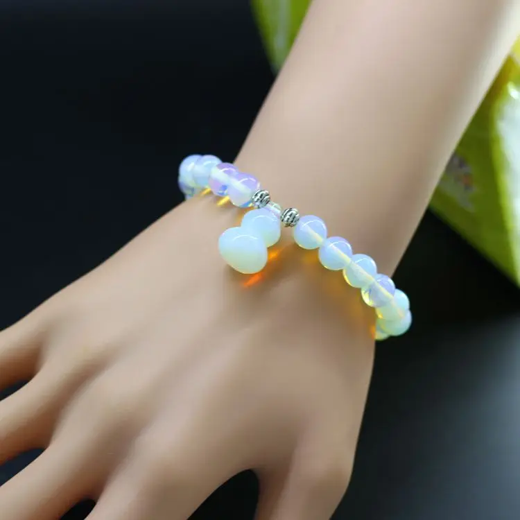 Модные браслеты из натурального камня с белым огненным опалом для женщин