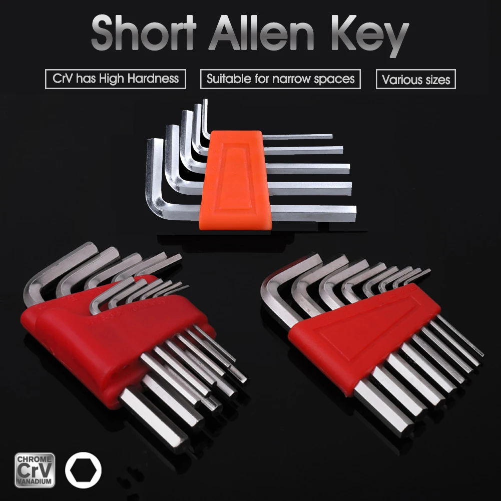 

Hex Key Allen Wrench Set Short ball head 5/8/11Pcs in Metric/Inch Standard CrV Steel For Easy Storage And Carry Dropshipping