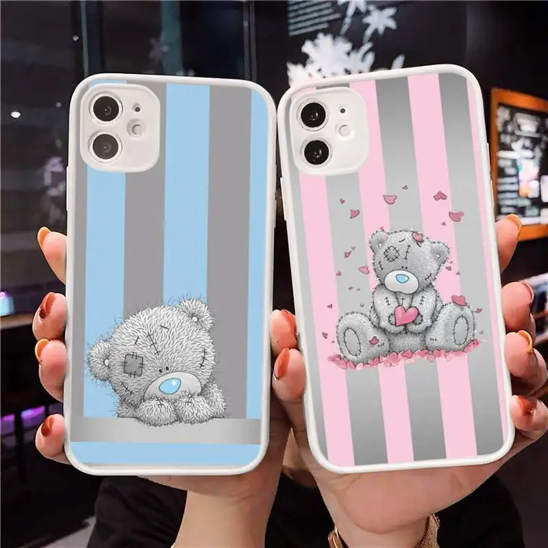 

Teddy Me To You Bear Phone Case For iPhone 12 11 Mini Pro XR XS Max 7 8 Plus X Matte transparent White Cover