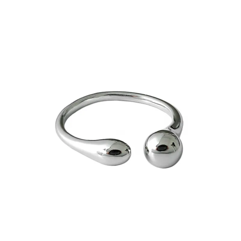 

S'STEEL Rings Sterling Silver 925 For Women Korean Water Drop Minimalist Opening Ring Anillo De Plata De Ley 925 Mujer Jewellery
