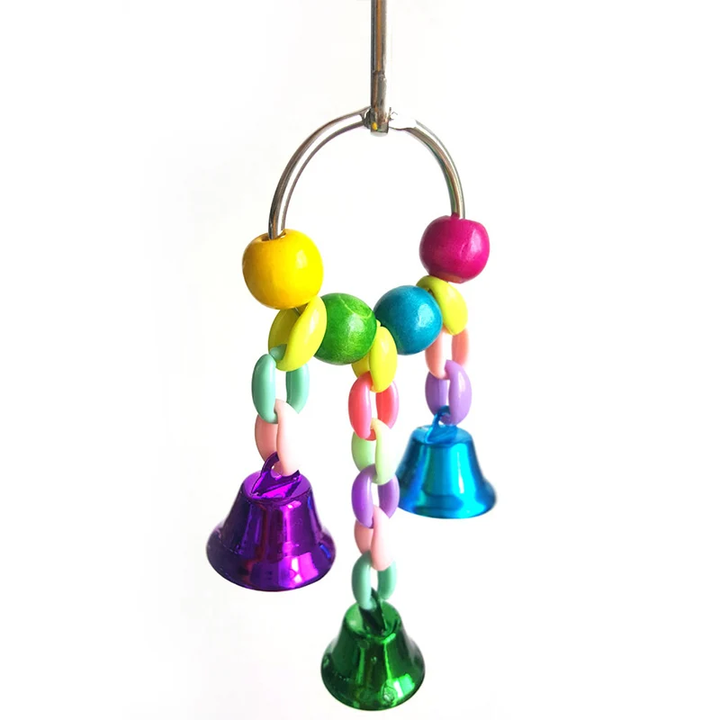 

Birds Toys Bell Chain Funny Cockatiel Parakeet Conure Birds Training Toy Parrot Swing Cages Toys Suspension Bridge Standing Ring