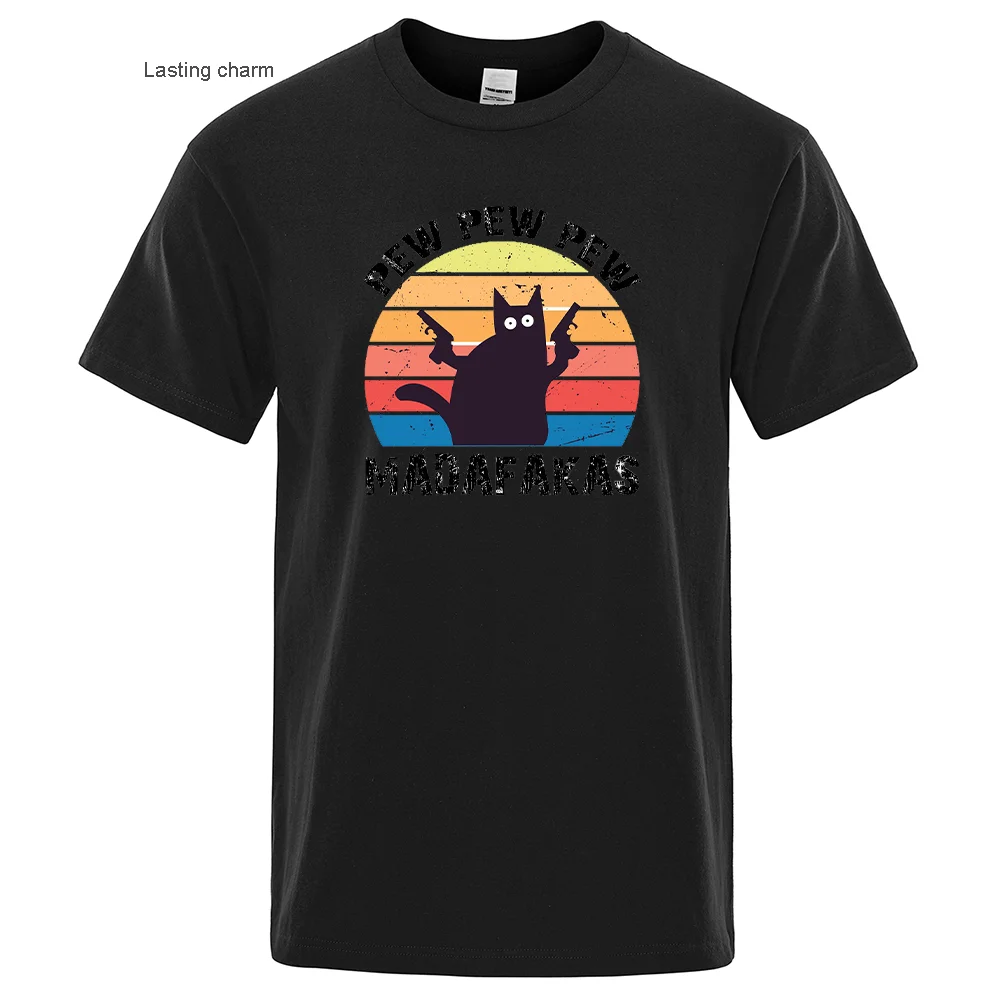 

Church Church Madafaks cat Prints men T shis oveized Soft T-shirts Crewne Bhing t shis Summer casl T-shirt Men