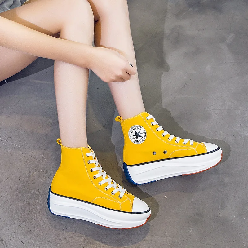 

Canvas Shoes Women Fashion Trainers Woman Tennis High Top Sneaker Lady Female Footwear Breathable Platform Vulcanized Shoes 43
