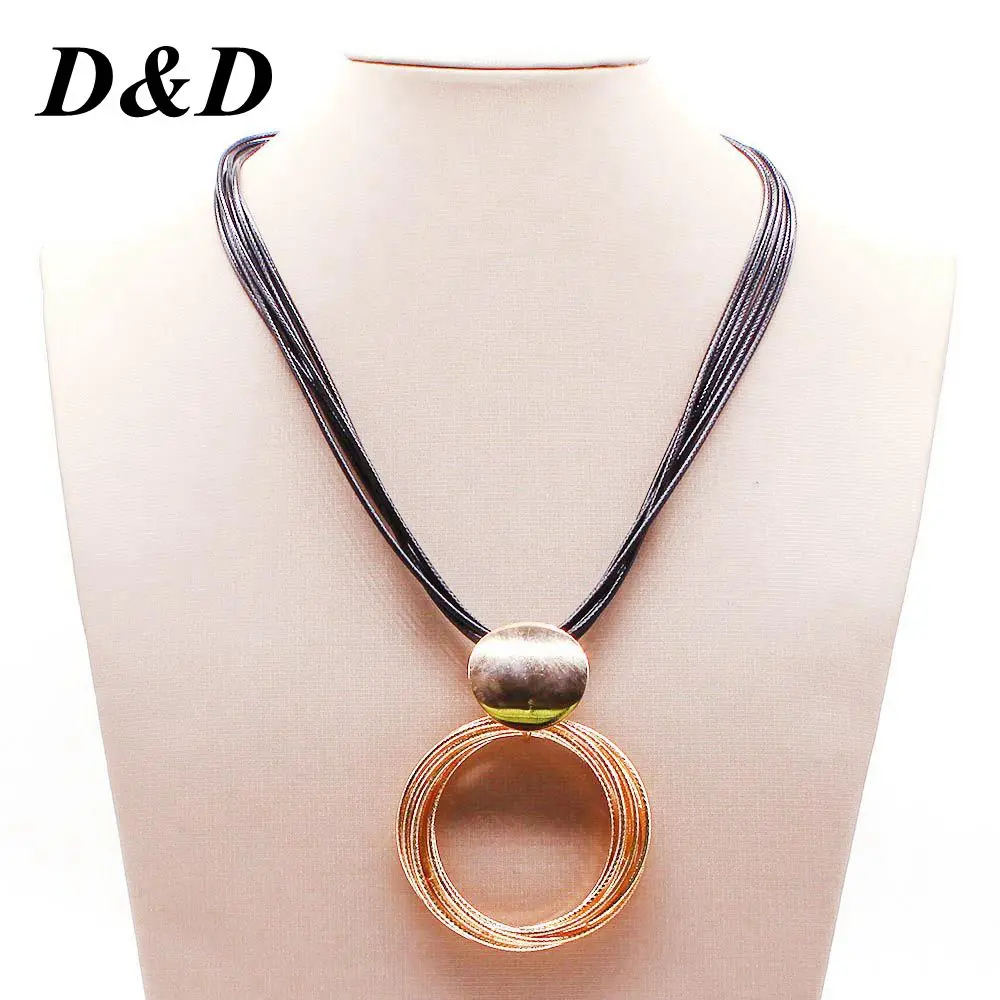 

D&D New Fashion Metal Pendant Necklaces For Women Golden Geometric Charm Chains Necklace Jewelry Wholesale