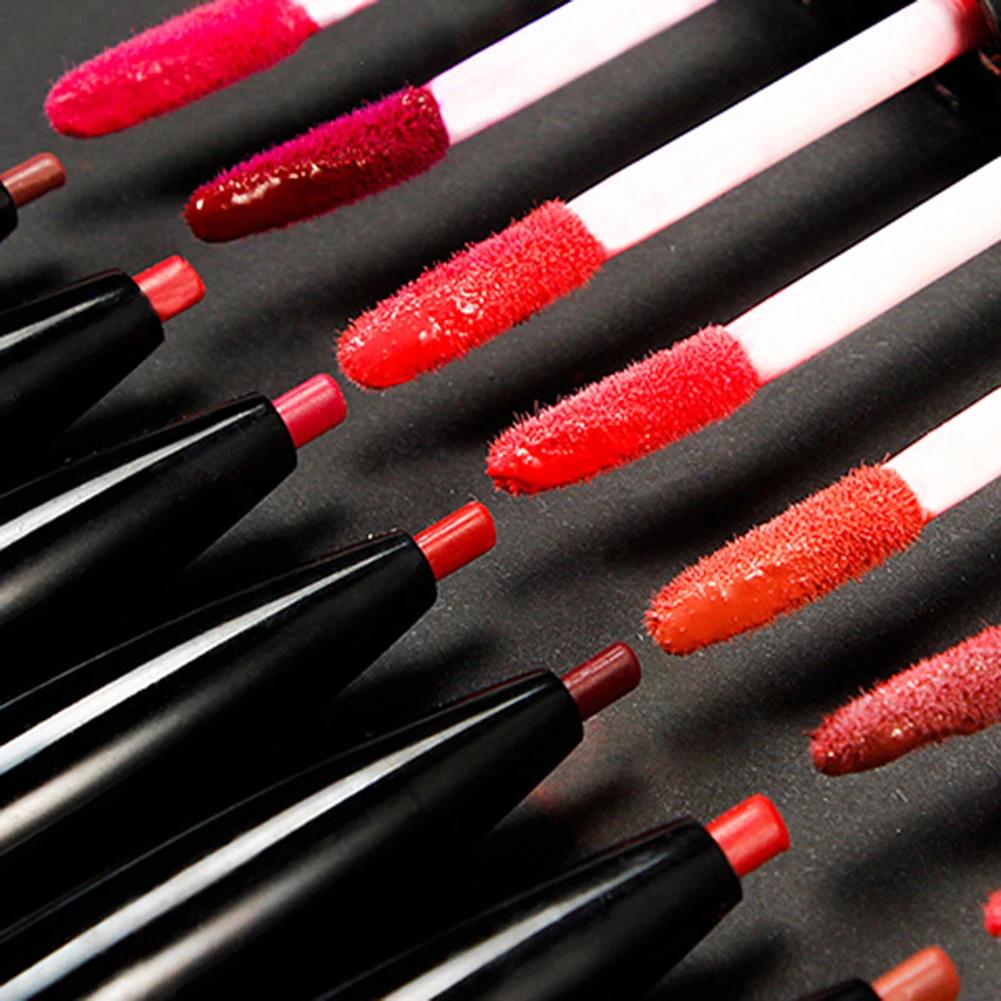 Сексуальная двойная головка матовый блеск для губ бархатная пигментная жидкость