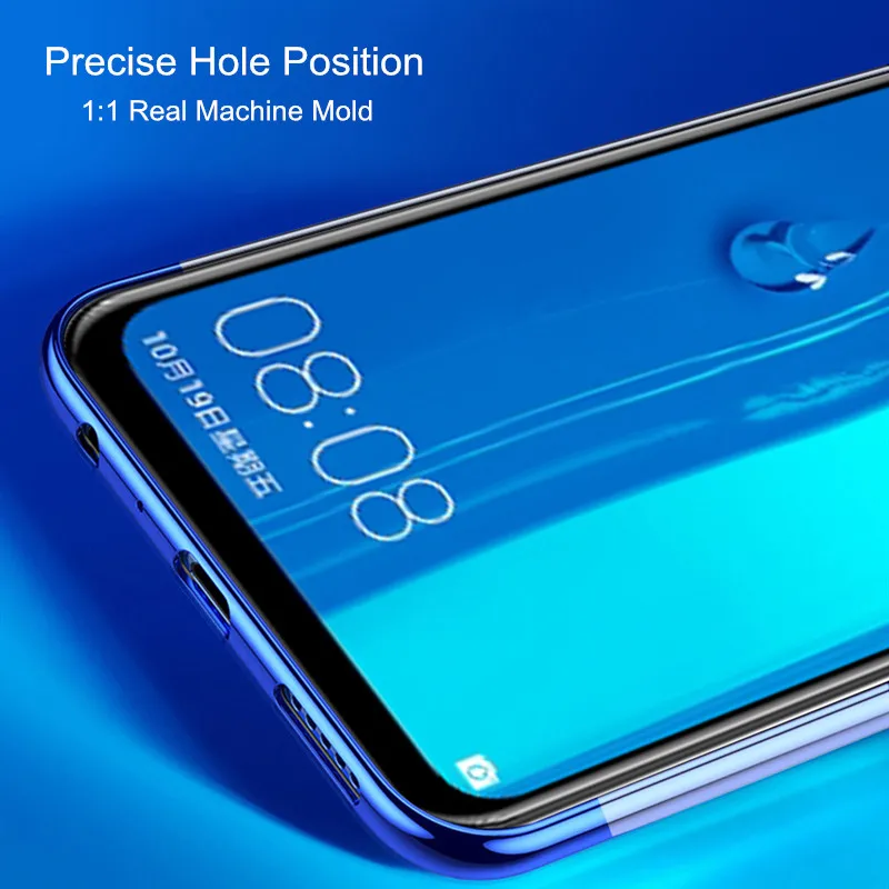 Силиконовый чехол для Huawei Y7 Prime 2019 противоударный роскошный бампер прозрачный
