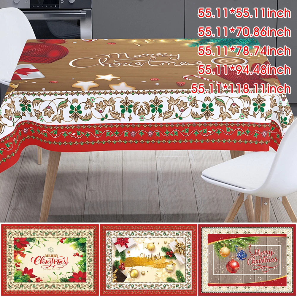 

Christmas Decoration Rectangular Tablecloth Waterproof Anti Oil Stain Fabric Table Cover Xmas Party Decoration Home Decor 5 Size