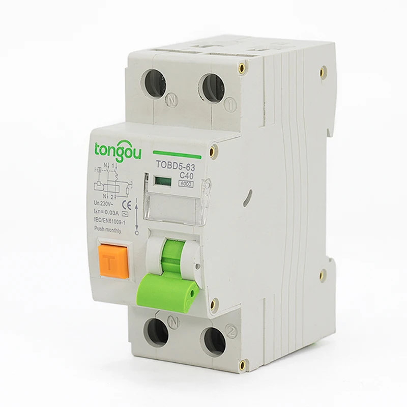 RCBO TOBD5 63 16A 40A 6KA 2P 1P + N электромагнитный выключатель остаточного тока с защитой от