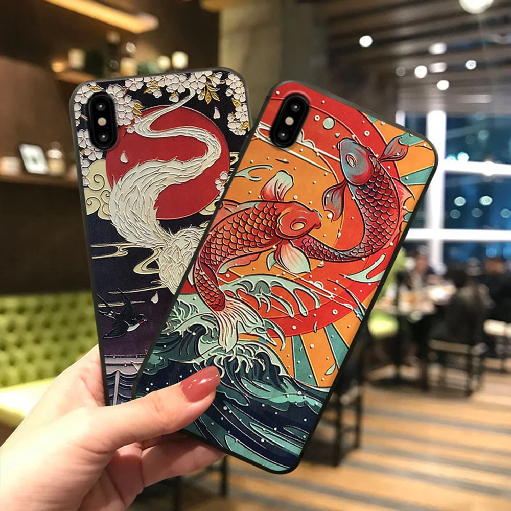 Окрашенный чехол для телефона iPhone X XS 11 Pro MAX XR 6 6s 7 8 Plus рельефный Ударопрочный