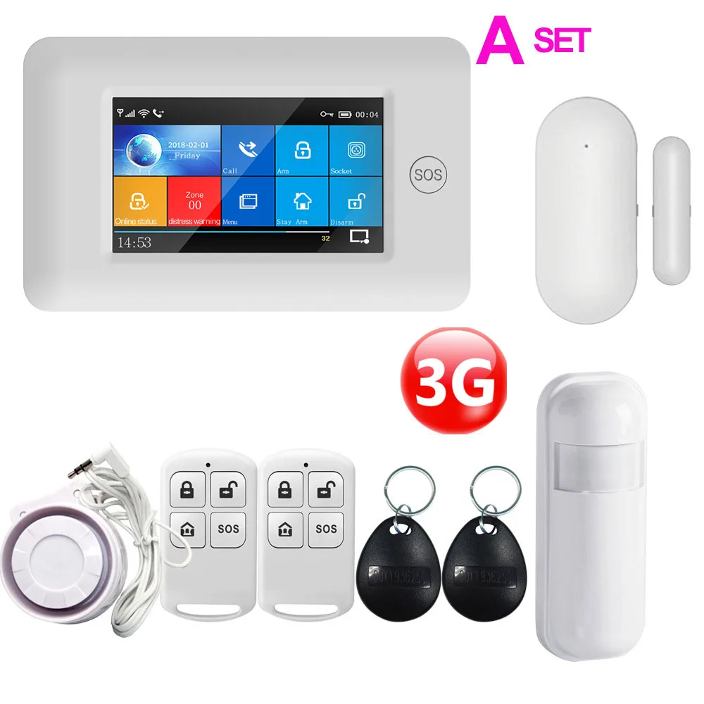 PGST 3g IOS Android wifi беспроводной дом домашние охранные сигнализации система управления приложением комплект с Alexa Fuction охранная сигнализация для дома - Цвет: A SET