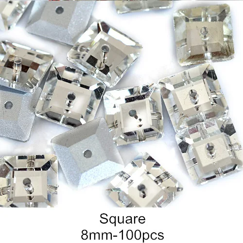 8mm-100pcs Камни в форме капли стеклянные стразы с круглым белым циферблатом и пришить остроконечные Стразы прозрачный лошадиный глаз Sew On Stone для украшения одежды B3172 - Цвет: 8mm-100pcs