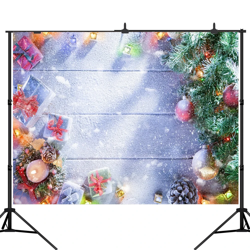 

Lyavshi Christmas Balls Branch Snowflake gift board Photography Backgrounds Photographic Backdrop For Photo Studio