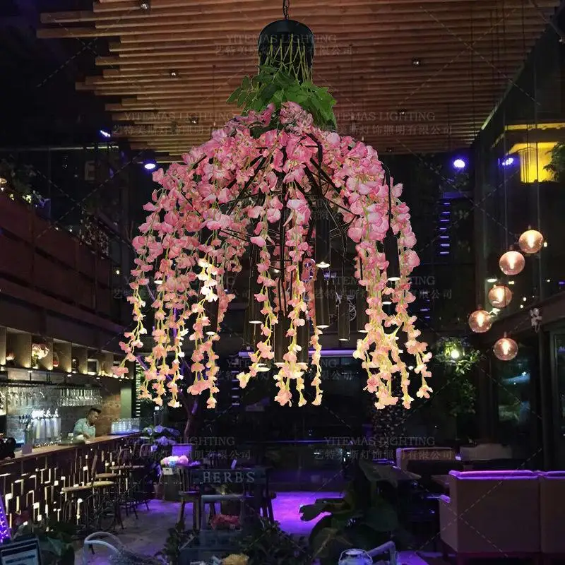 安い Led植物ペンダントライトカラフルな花ペンダントライト吊りランプ北欧ロフト光バーレストランキッチンガールルームの結婚式
