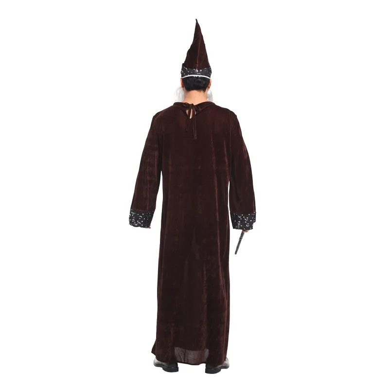 

Adults Men Elder Magic Wizard Robe Hat Outfit Halloween Cosplay Costumes Masquerade Carnival Party Role Play Dress Up Suit