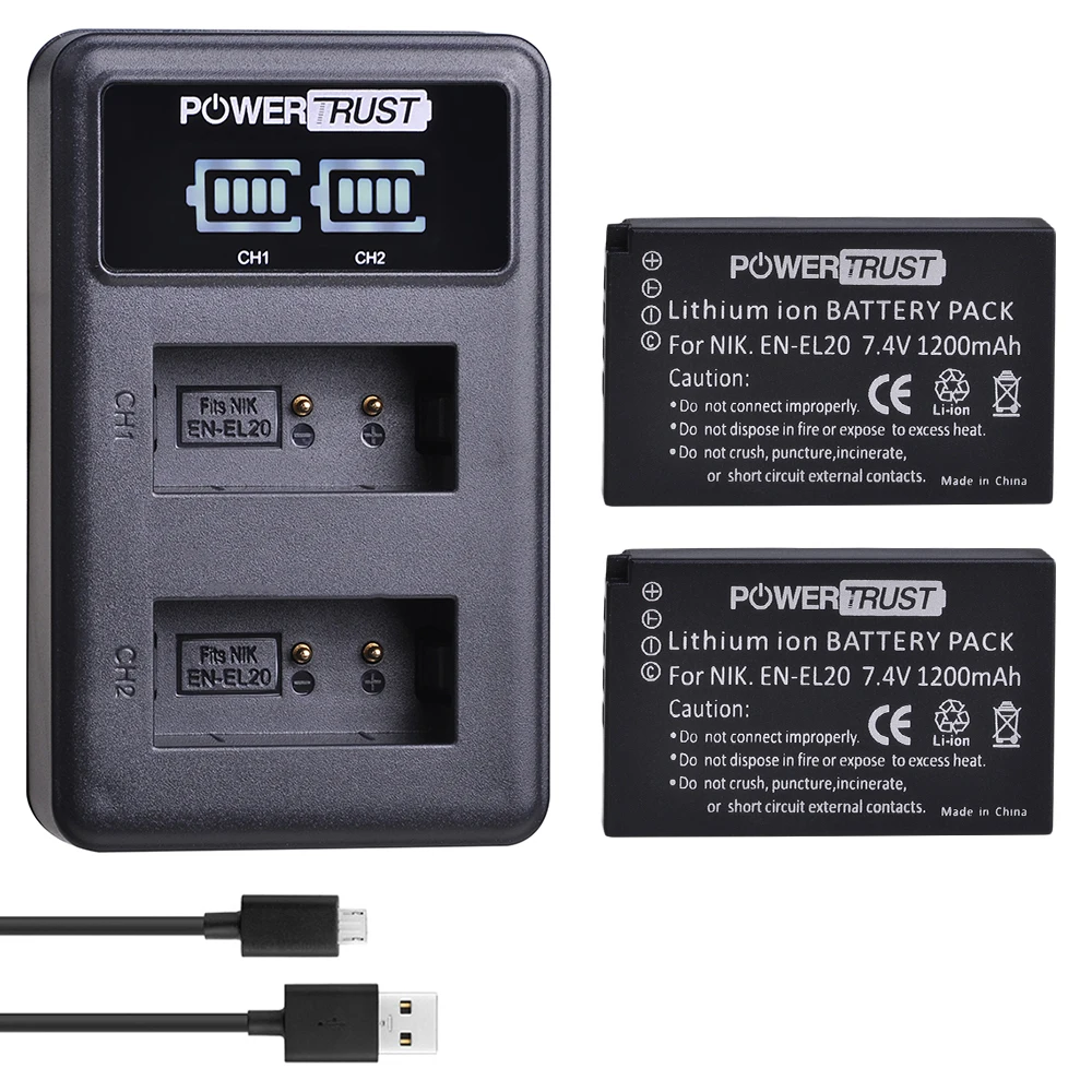 Аккумулятор akku + светодиодный USB для Nikon Coolpix P1000 S1 J1 J2 J3 Nikon1 AW1|Цифровые