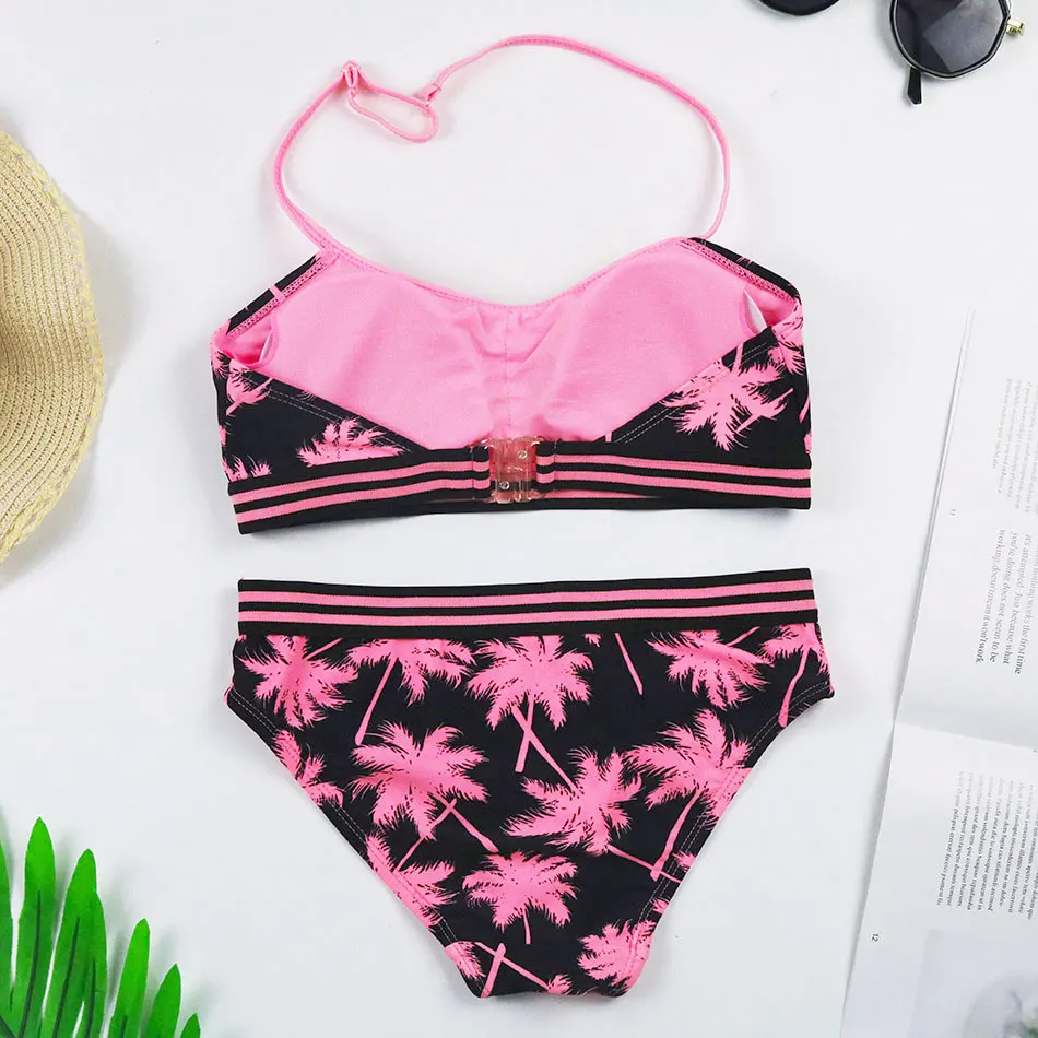 Купальник для девочек с пальмовым деревом укороченный топ комплект бикини