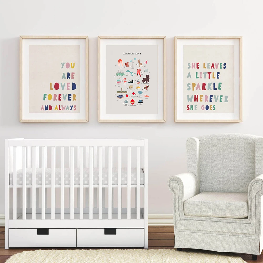 

Нейтральная Наклейка на стену Детские Декор печать на холсте учебный плакат Канада ABC Детская Wall Art Холст Картина для украшения комнаты